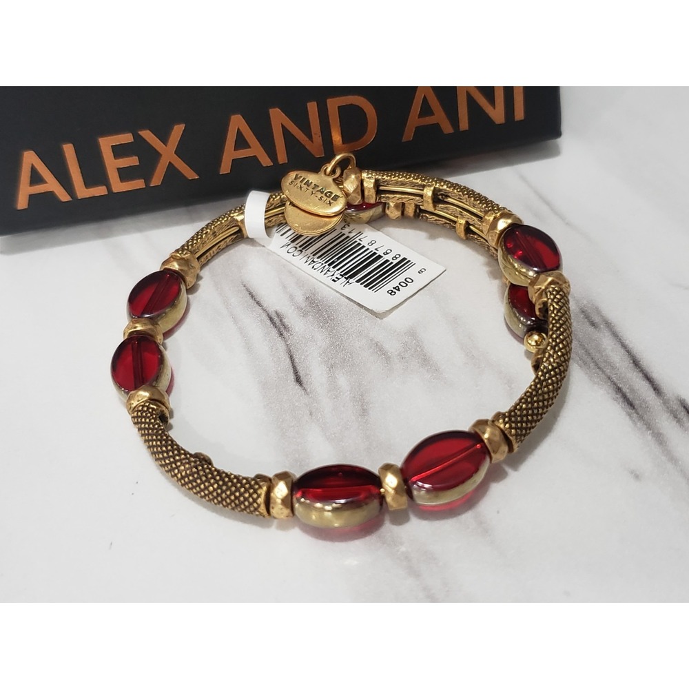 NEW Alex and Ani Warrior Crimson Wrap Beaded Bracelet ROSE GOLD RED GOTHIC SNAKE